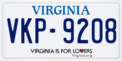VA license plate VKP9208