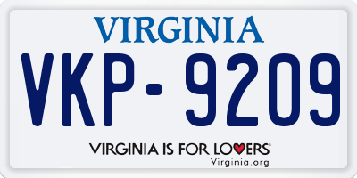 VA license plate VKP9209