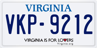 VA license plate VKP9212