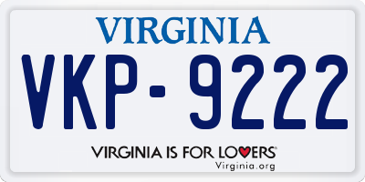 VA license plate VKP9222