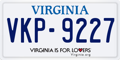 VA license plate VKP9227
