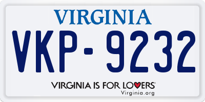 VA license plate VKP9232