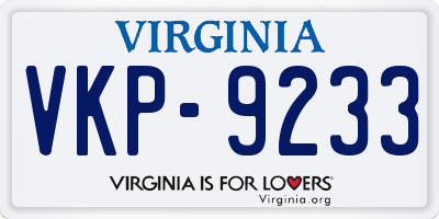 VA license plate VKP9233