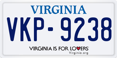VA license plate VKP9238