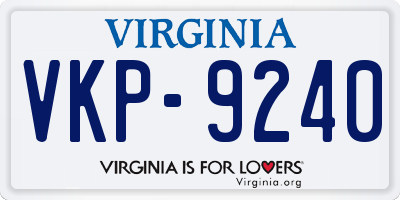 VA license plate VKP9240