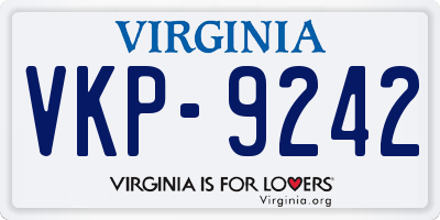 VA license plate VKP9242