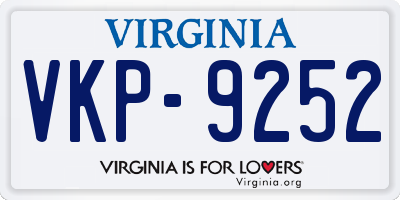 VA license plate VKP9252