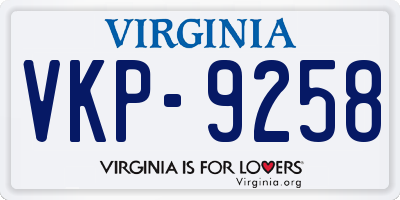 VA license plate VKP9258