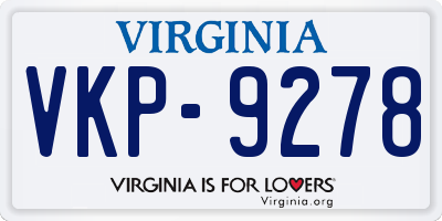 VA license plate VKP9278