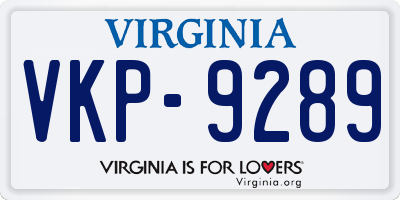 VA license plate VKP9289