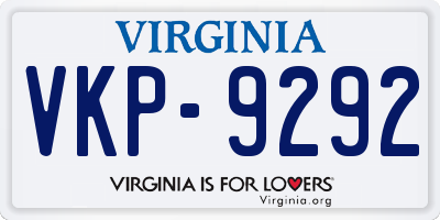 VA license plate VKP9292