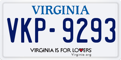 VA license plate VKP9293