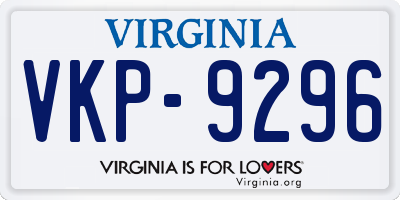 VA license plate VKP9296