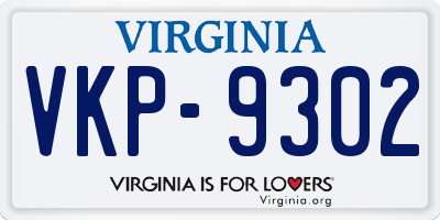 VA license plate VKP9302