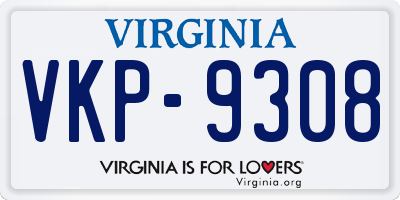 VA license plate VKP9308