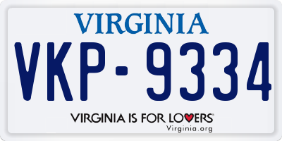 VA license plate VKP9334