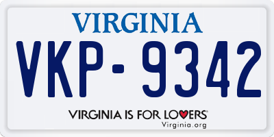 VA license plate VKP9342