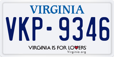 VA license plate VKP9346