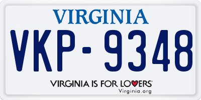 VA license plate VKP9348