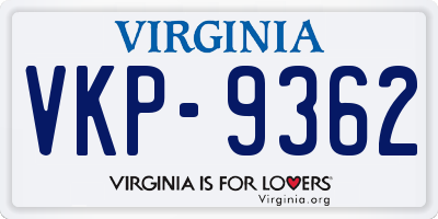 VA license plate VKP9362