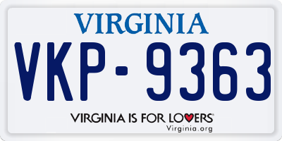 VA license plate VKP9363