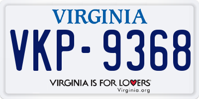 VA license plate VKP9368