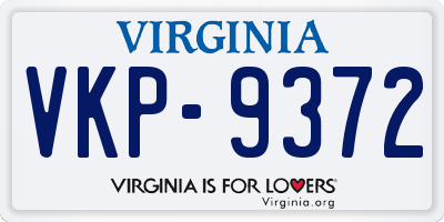 VA license plate VKP9372