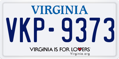 VA license plate VKP9373