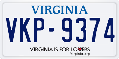 VA license plate VKP9374