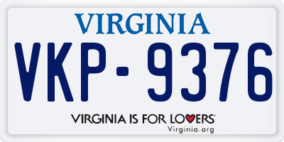 VA license plate VKP9376