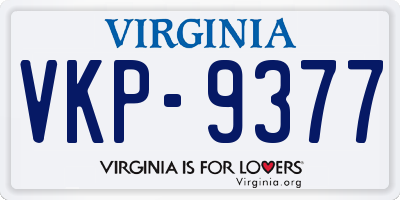 VA license plate VKP9377