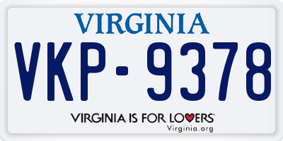 VA license plate VKP9378
