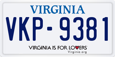 VA license plate VKP9381