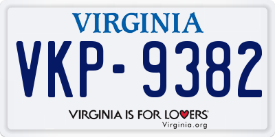 VA license plate VKP9382