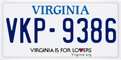 VA license plate VKP9386
