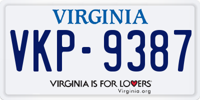 VA license plate VKP9387