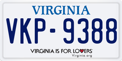 VA license plate VKP9388