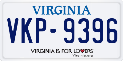 VA license plate VKP9396