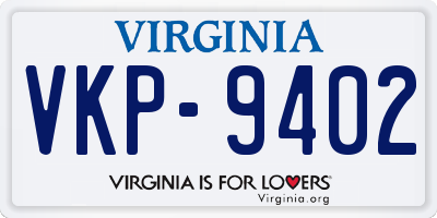 VA license plate VKP9402