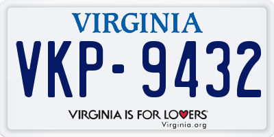 VA license plate VKP9432