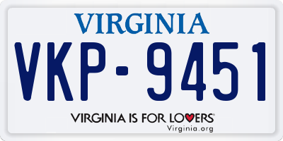VA license plate VKP9451