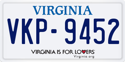 VA license plate VKP9452