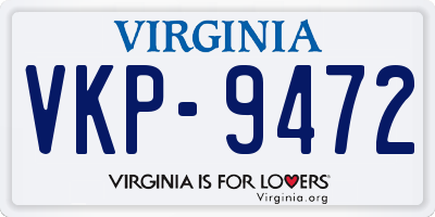 VA license plate VKP9472