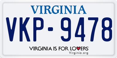 VA license plate VKP9478