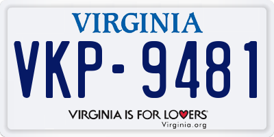 VA license plate VKP9481