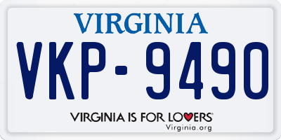 VA license plate VKP9490