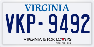 VA license plate VKP9492