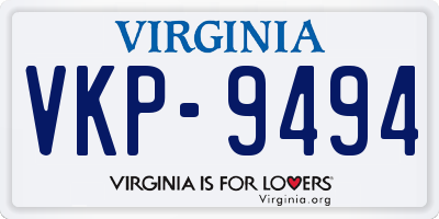 VA license plate VKP9494
