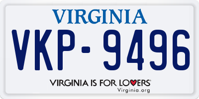 VA license plate VKP9496