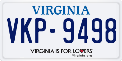 VA license plate VKP9498